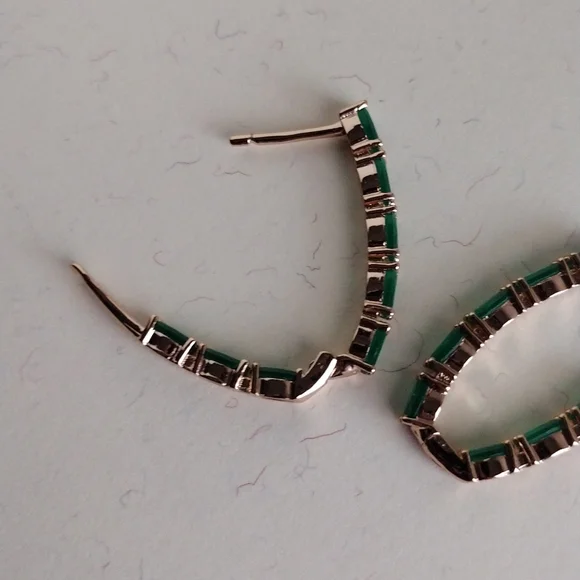 Gold emerald drop earrings - Picture 5 of 8